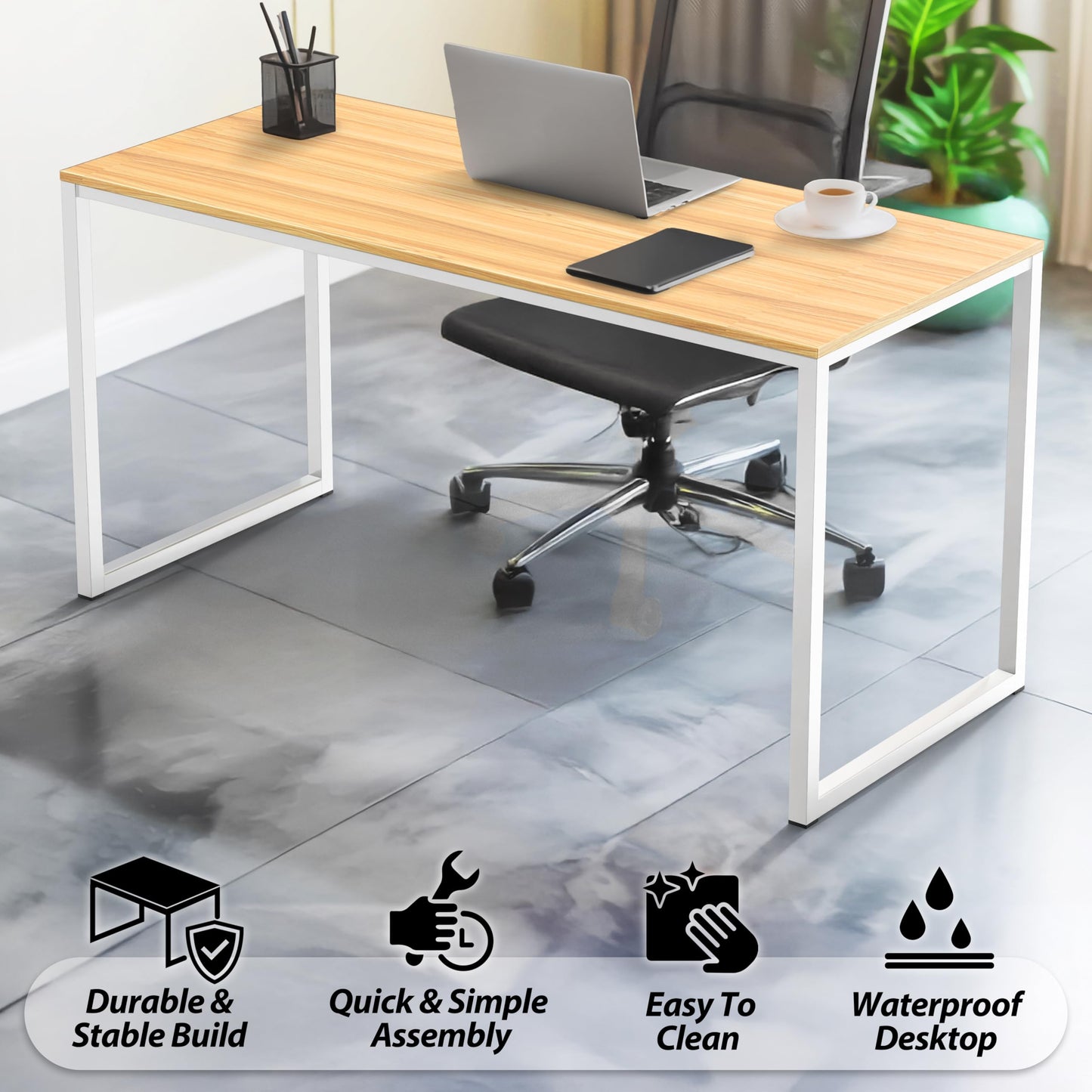 SHW Mission 32-Inch Home Office Computer Desk, Black