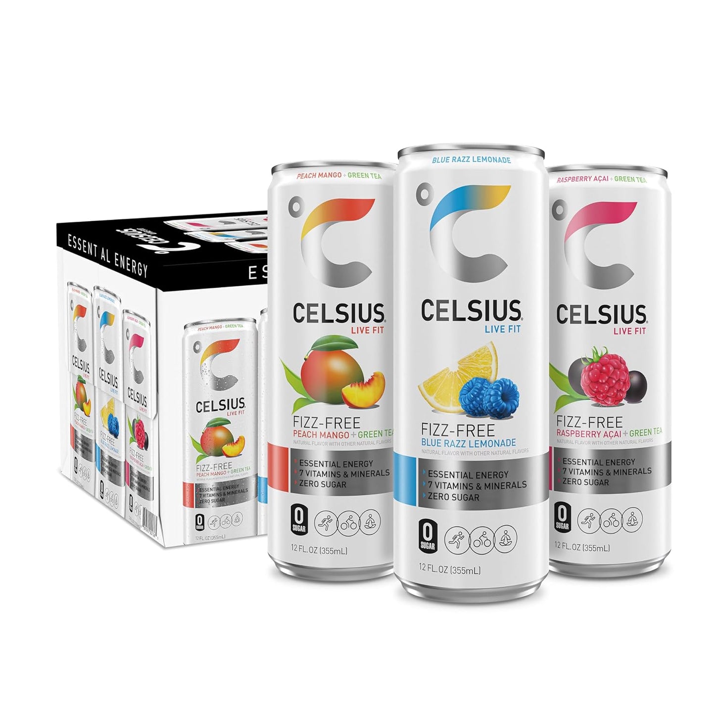 CELSIUS Sparkling Orange, Sugar Free Energy Drink, 12 Fl Oz (Pack of 12)