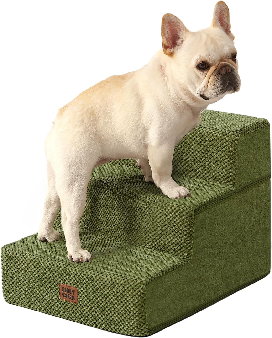 EHEYCIGA Dog Stairs for Small Dogs 13.5" H, 3-Step Dog Steps for Couch Sofa and Chair, Pet Steps for Medium Cats, Non-Slip Balanced Pet Ramp Indoor, Grey
