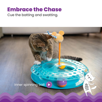 Catstages Tower of Tracks Cat Toy – 3-Level Track Tower with 6 Balls, Interactive Cat Toy for Indoor Enrichment