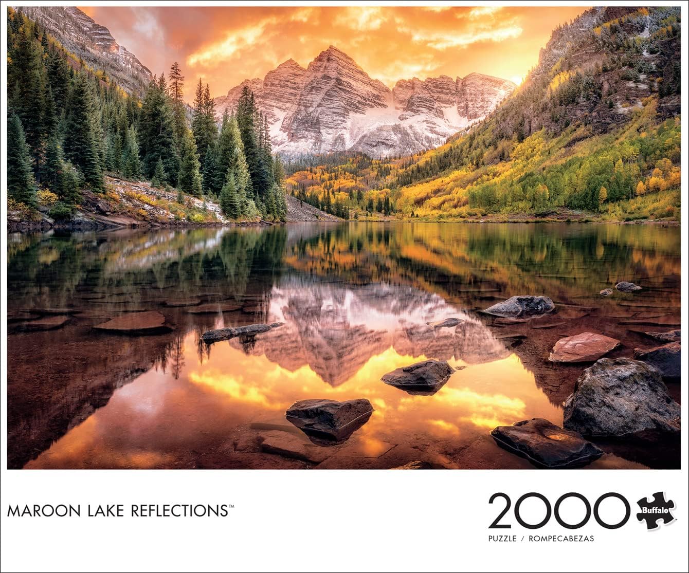 Buffalo Games Joshua Snow Maroon Lake Reflections 2000 Piece Jigsaw Puzzle - 38.5 x 26.5 in, Large - 2000 Piece Puzzles for Adults - Calming Solo Escape - Reference Poster Included