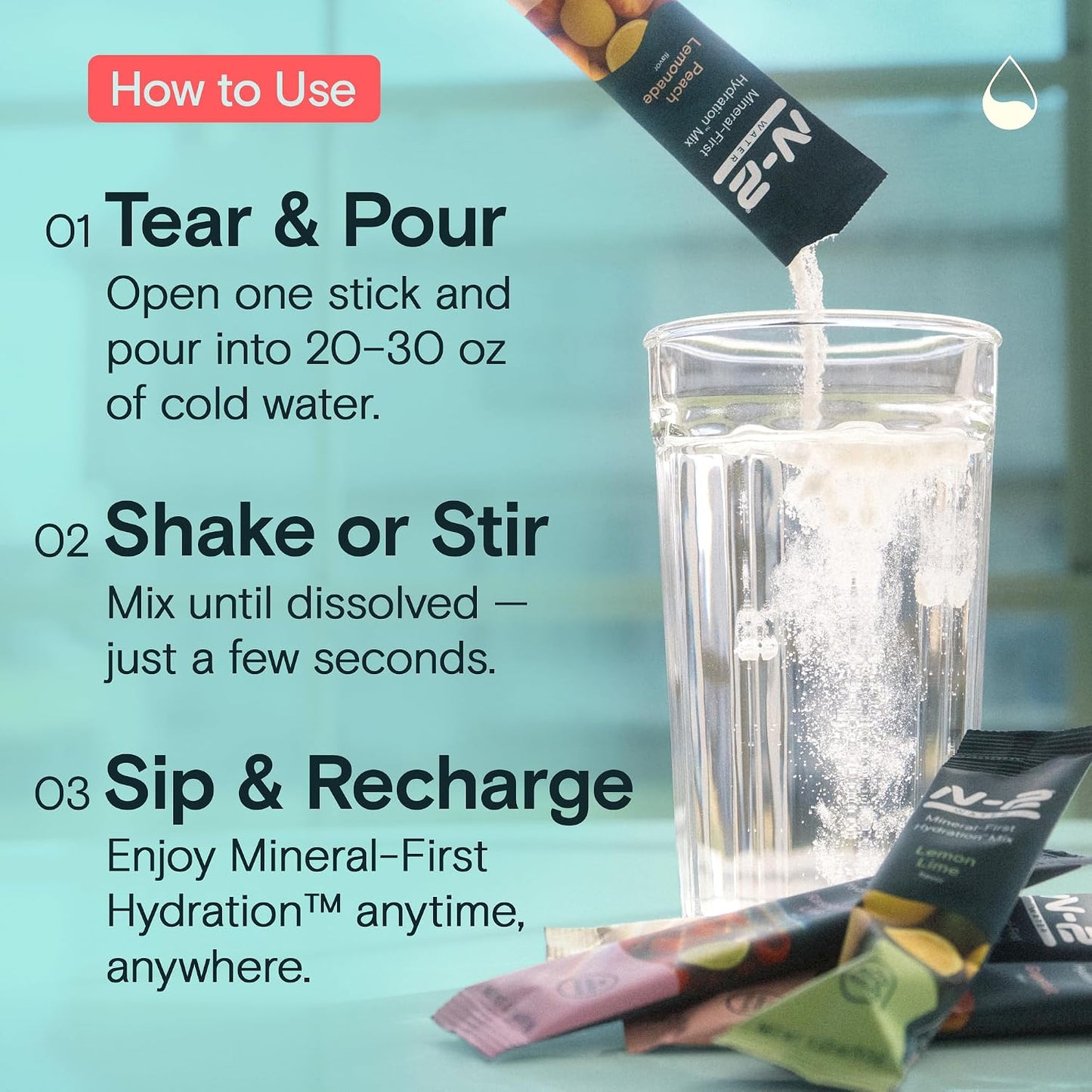 Mineral Hydration Packets – Electrolyte Powder Drink Mix with Calcium, Magnesium, Potassium – No Added Sugar, Natural Ingredients - Variety Pack (12 Packets)