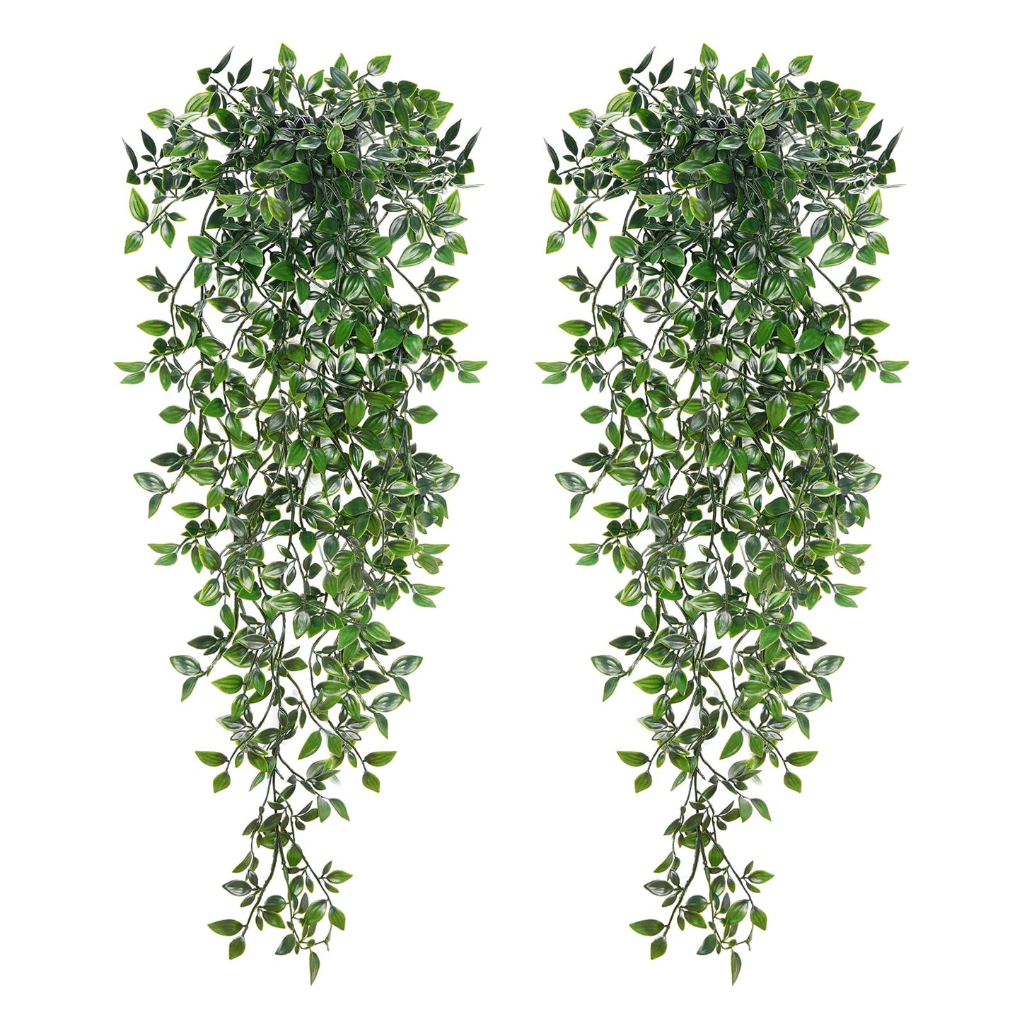 BLEUM CADE Fake Hanging Plants, 2pcs Artificial Pothos Vines Faux Plants Greenery for Wall Home Living Room Office Indoor Outdoor Decor (No Baskets)
