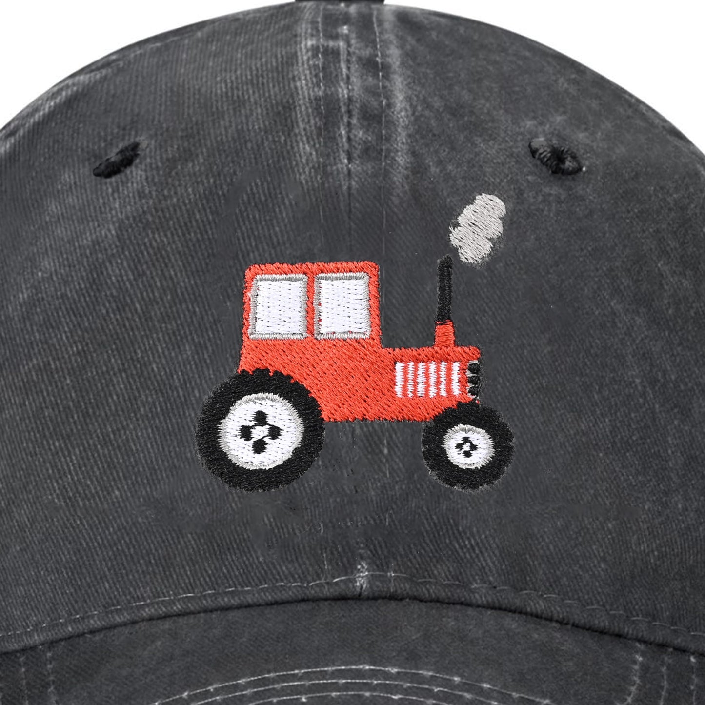 Embroidered Baseball Cap Adjustable Vintage Washed Distressed Denim Baseball Hat for Women Men