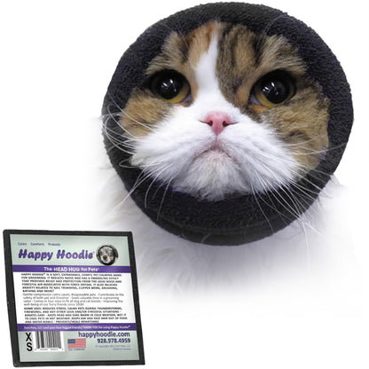 Happy Hoodie The Original Dog & Cat Calming Band - American Brand - Anxiety Relief/Noise Protection - Grooming - Thunder - Fireworks (Large, Black) - Since 2008