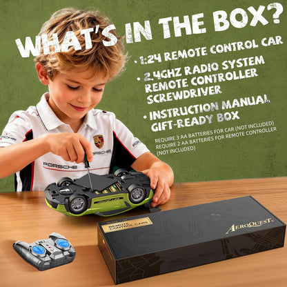 AEROQUEST 1:24 Lamborghini Remote Control Car （Green） | Officially Licensed,Birthday Gift,Toys for ages 3-8,Aventador SVJ Mode,Electric Sport Racing,Hobby RC Cars