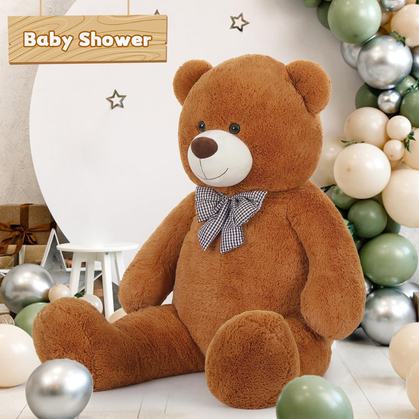 Toys Studio 47 Inch Big Teddy Bear Giant Stuffed Animal for Girls, 4 Feet Large Teddy Bear Baby Shower Party Decorations Kids Women Girlfriend Christmas Valentines Gifts, Light Brown