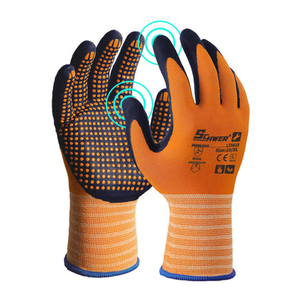 Schwer 3/6/12 Pairs Safety Work Gloves with Certified Level 6 Abrasion Resistance, Gardening Gloves with MicroDot Grip, Touchscreen, General A1 Cut Resistant Glove MicroFoam Nitrile Coated, LT5619, L