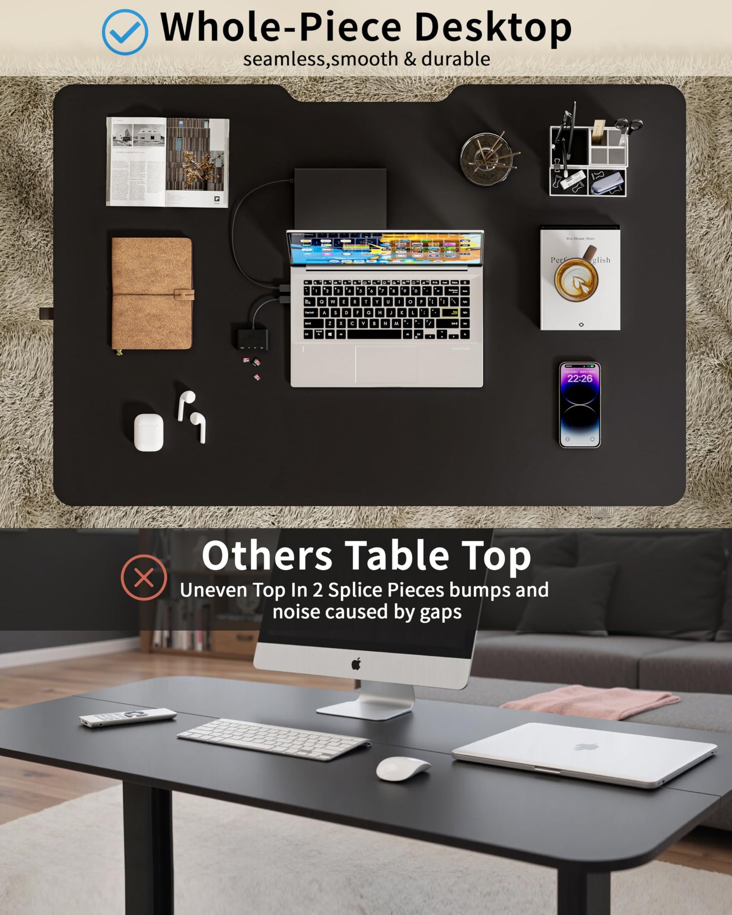 Okin Small Electric Standing Desk, 36" x 24" Whole Piece Height Adjustable Desk, Oak Sit to Stand Computer Workstation with Wheels for Home Office