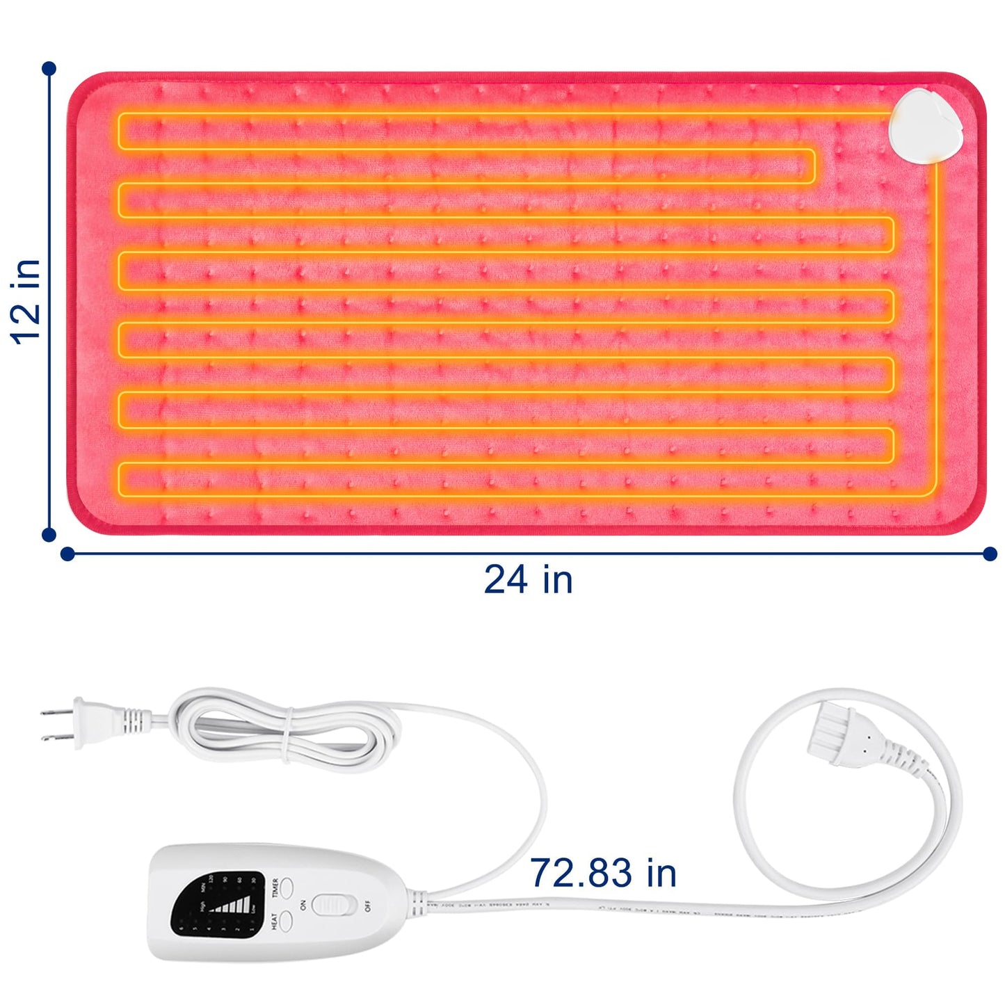 Electric Heating pad with 6 Heat Settings, Auto Shut Off, Dry Electric Heating for Back Neck Knee Arms Legs Shoulder Heat Pads for Christmas Birthday Father Mother's Day (24"X12", Gray Green)