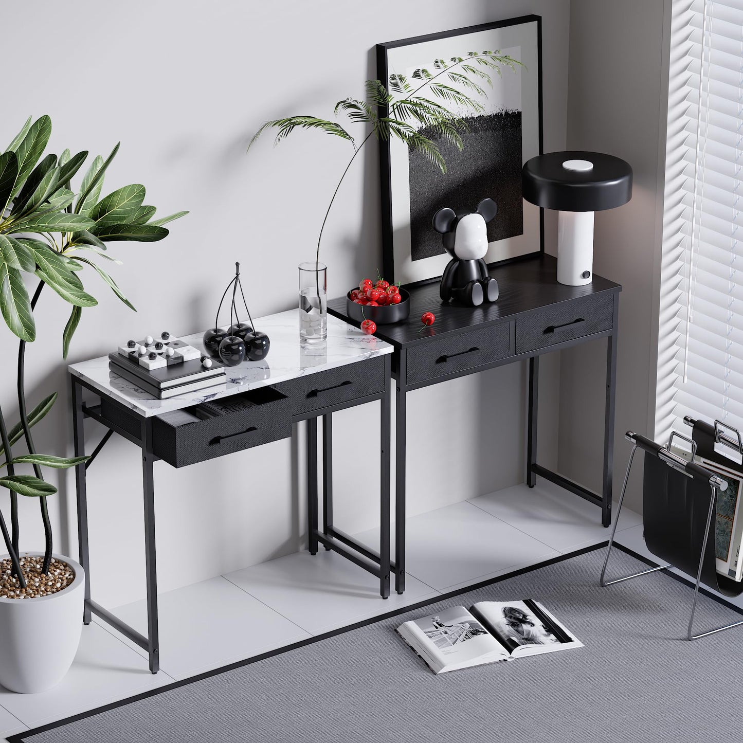 Pamray 32 Inch Small Computer Desk with 2 Drawers for Bedroom Study Writing Home Office Table for Small Spaces White