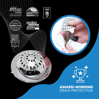 TubShroom Ultra Revolutionary Bath Tub Drain Protector Hair Catcher/Strainer/Snare, Stainless Steel, Stainless Combo