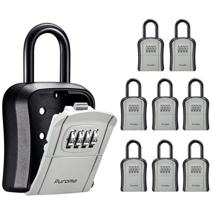 Puroma Key Lock Box, Portable Combination Lockbox Wall-Mounted Key Storage Box for House Keys, Resettable Code Safe Security Lock Box for Home, Office, Apartment Spare Key Storage (1 Pack, Gray)