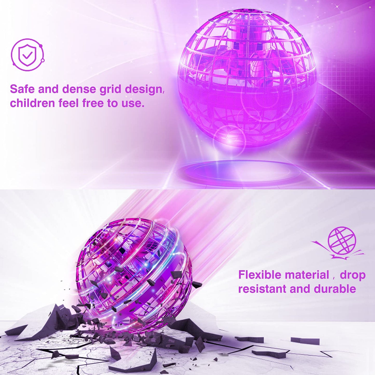 Ciniffo 2026 Upgraded Flying Orb Ball Toy with Dazzling Lights, Magic Hover Spinner, Cool Boomerang Hand Drone, Galaxy Ball Cosmic Globe, Indoor Outdoor Toys Gift for Kids 6 7 8 9 10+ Boys Girls