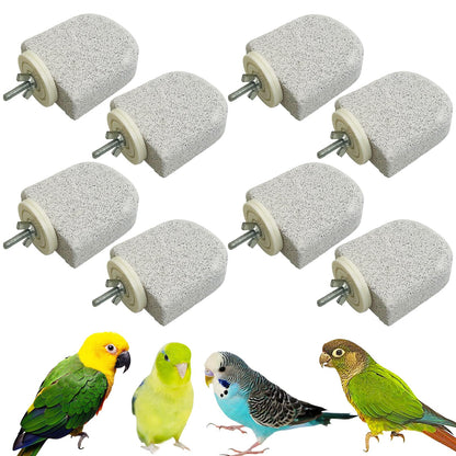 PINVNBY 4 PCS Bird Perch Stands Parrot Calcium Perch Beak Grinding Stone Foot Claws Trimmer Parakeet Platform Parrot Chewing Toys for Small Medium Cockatiel Conure Lovebird Finch