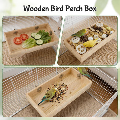 Bird Foraging Toys Box, Wooden Foraging and Shredding Toy for Birds, Bird Box for Mental Stimulation, Wood Colour