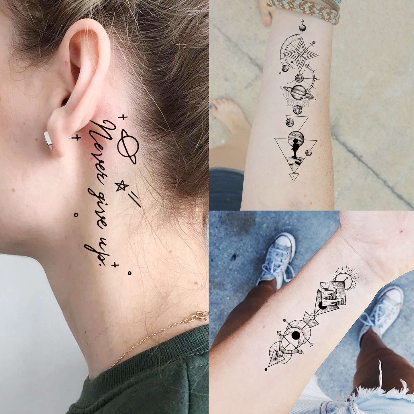12 Sheets Beautiful Butterfly Flowers Temporary Tattoos For Women Feet Hands Body Art, Realistic Rose Peony Floral Fake Tattoo Sticker For Legs Ankle, Waterproof Lily Dreamcatcher Temp Tatoos Decals