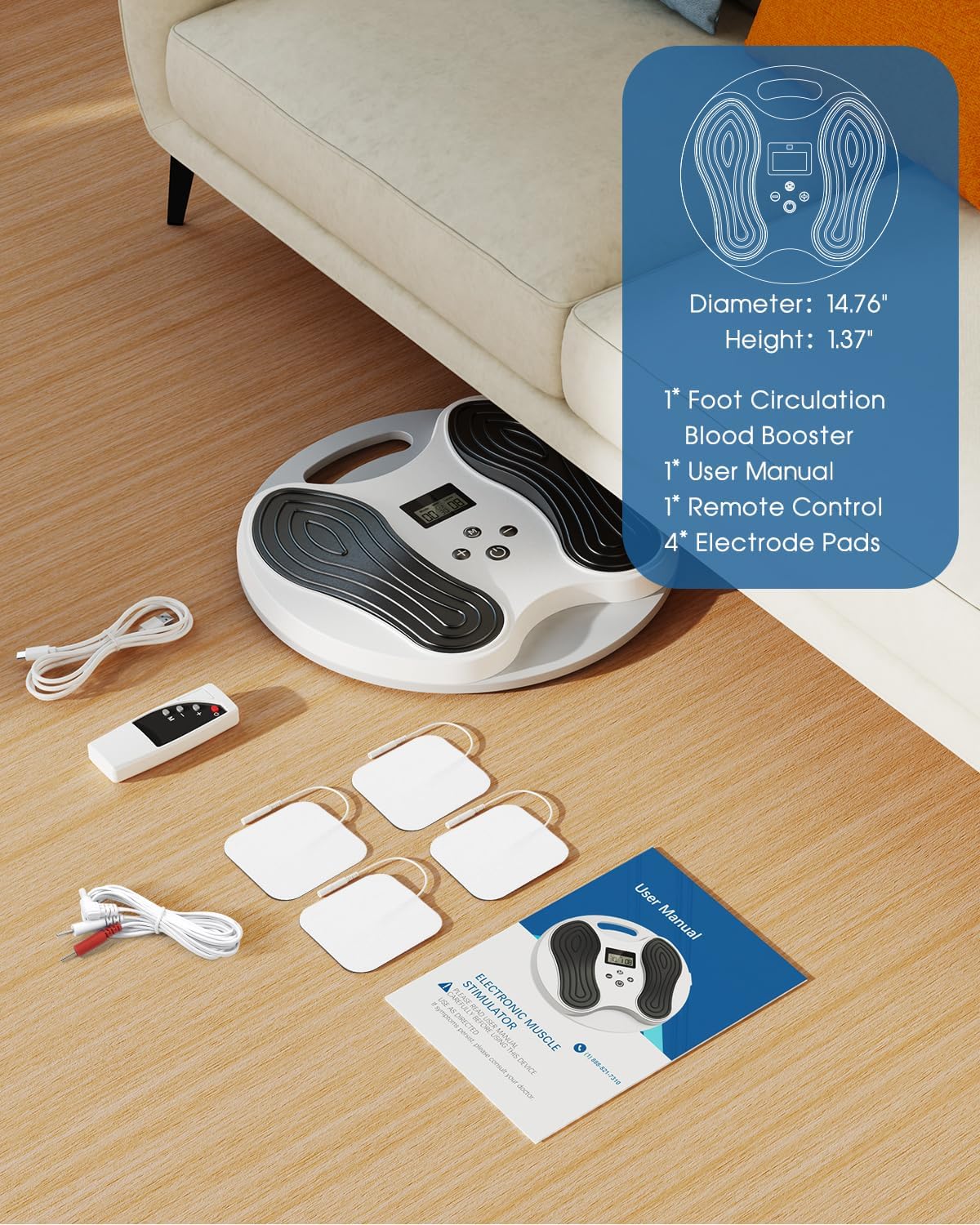 EMS Foot Massager for Neuropathy, NMES Foot Stimulator for Neuropathy Feet Nerve FSA Eligible Electric Foot Massager for Circulation and Pain Relief with 4 TENS Unit Muscle Stimulator Pads