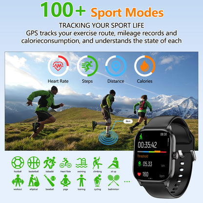 Smart Watch for Women Men, GPS Smartwatches with Heart Rate/SpO2/Sleep/Stress Monitor, 100+ Sports Fitness Watches, IP68 Waterproof Activity Tracker for Android/ iOS Phone (Silver, 1.96"_GPS+Map)