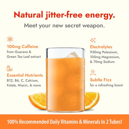 Zipfizz Daily Energy Drink Powder, Blood Orange, 20 Pack | 3-in-1 Sustained Energy, Rapid Hydration, and Essential Vitamins | Sugar-Free | Electrolyte Powder | Contains Vitamin B-12 & Antioxidants