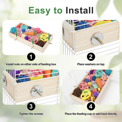 Bird Foraging Toys Box, Wooden Foraging and Shredding Toy for Birds, Bird Box for Mental Stimulation, Wood Colour