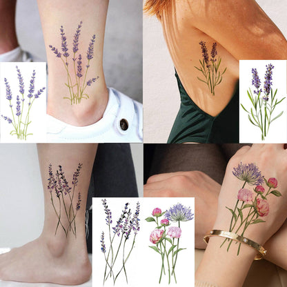 12 Sheets Beautiful Butterfly Flowers Temporary Tattoos For Women Feet Hands Body Art, Realistic Rose Peony Floral Fake Tattoo Sticker For Legs Ankle, Waterproof Lily Dreamcatcher Temp Tatoos Decals
