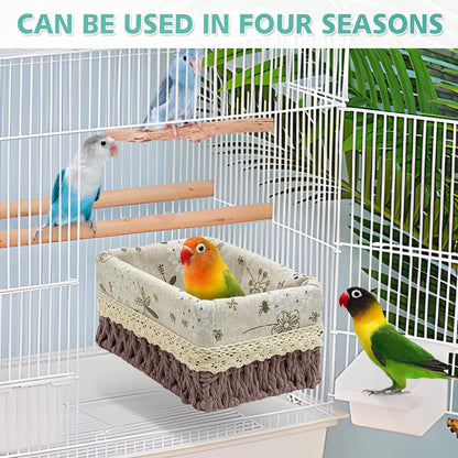 kathson Bird Nest Parrot House Birds Sleeping Bed Straw Weave All Season Hanging Hammock Bird Bed Snuggle Hut Birdcage Accessories for Parakeets Budgies Cockatiels Conures Quaker Parrot(Yellow)