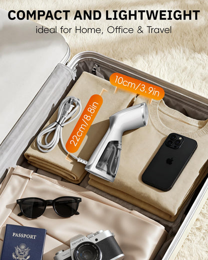 OGHom Portable Travel Handheld Steamer for Clothes, Garment Wrinkle Remover, 1000W Strong Penetrating Fabric Steamer, for Home, Office, Travel (ONLY FOR 120V) -White