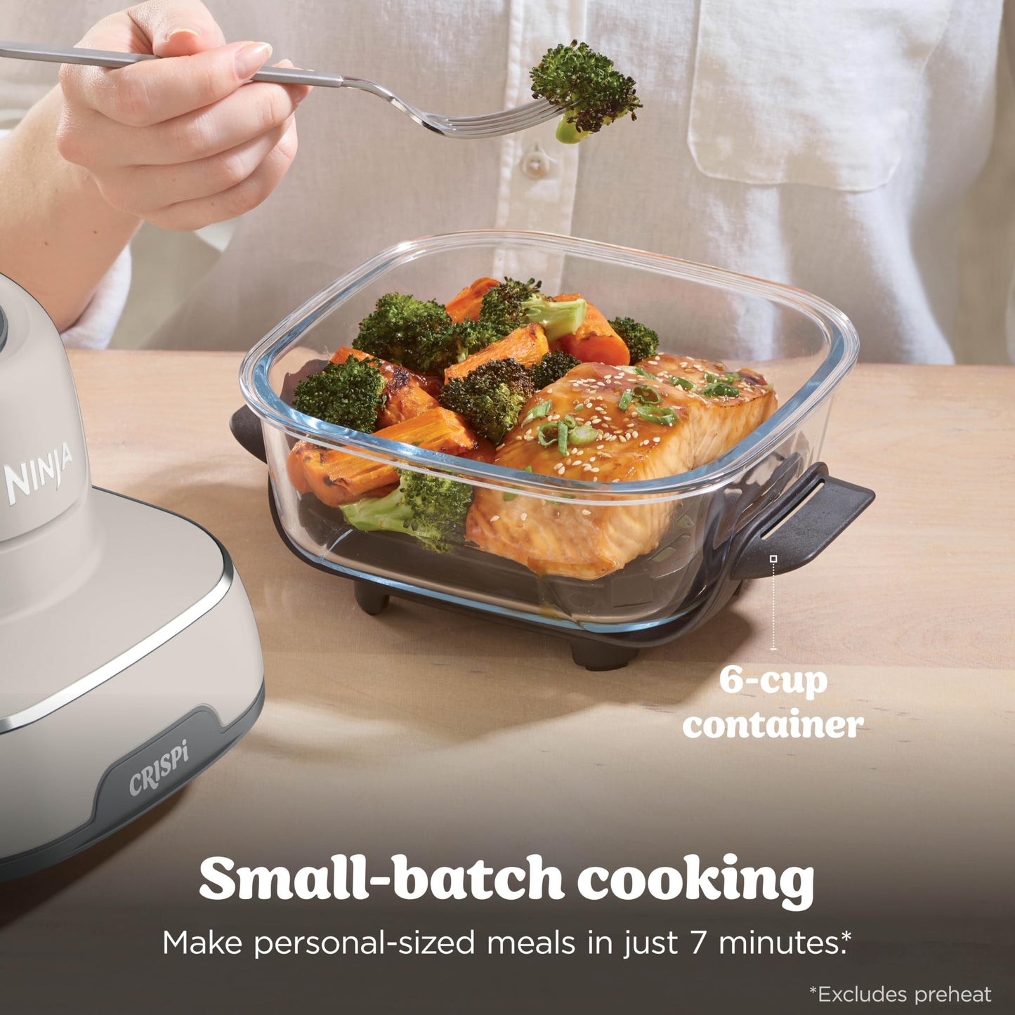Ninja Crispi 4 in 1 Glass Air Fryer, 450°F, Non Toxic, 4QT and 6 Cup Containers with Lids, Dishwasher Safe, Cyberspace Gray, 1 Count, FN101GY
