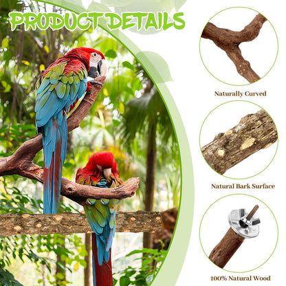 8 PCS Bird Perch Set for Cage - Natural Apple Wood Platforms & Hardwood Branches for Parakeets, Budgies, Cockatiels - Small Bird Habitat Gym, Climbing Stand & Safe Chew Toys