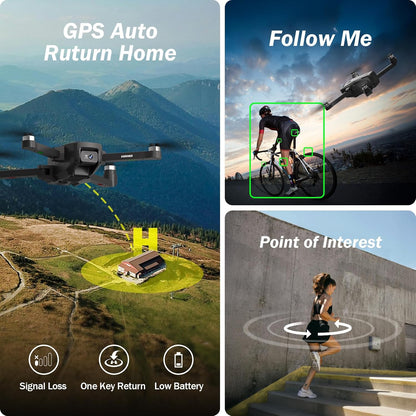 GPS Drone with EIS Camera for Adults Beginners,4.5" HD LCD RC Screen,Al Track&Orbit Mode,32G SD Card with Drone Professional Auto Return, Drones Long Range Follow Me,Gesture Control,under 249g