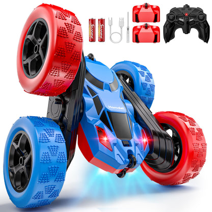 Hamdol Remote Control Car for Kids, 360° Rotating Double-Sided RC Car with LED Headlights, 4WD 2.4GHz Electric Rechargeable Toy Vehicle for Boys and Girls, Perfect Birthday