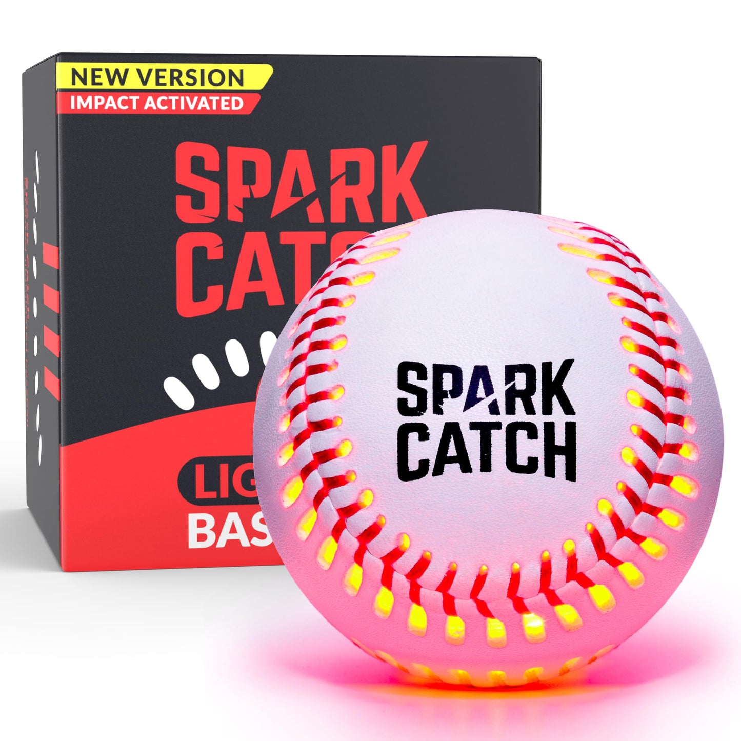 SPARK CATCH Light Up Baseball, Glow in The Dark Baseball, Sports Gear Accessories Gifts for Boys 8 9 10 11 12 13 14 15 Years Old, Kids Teens All Ages Gift Ideas