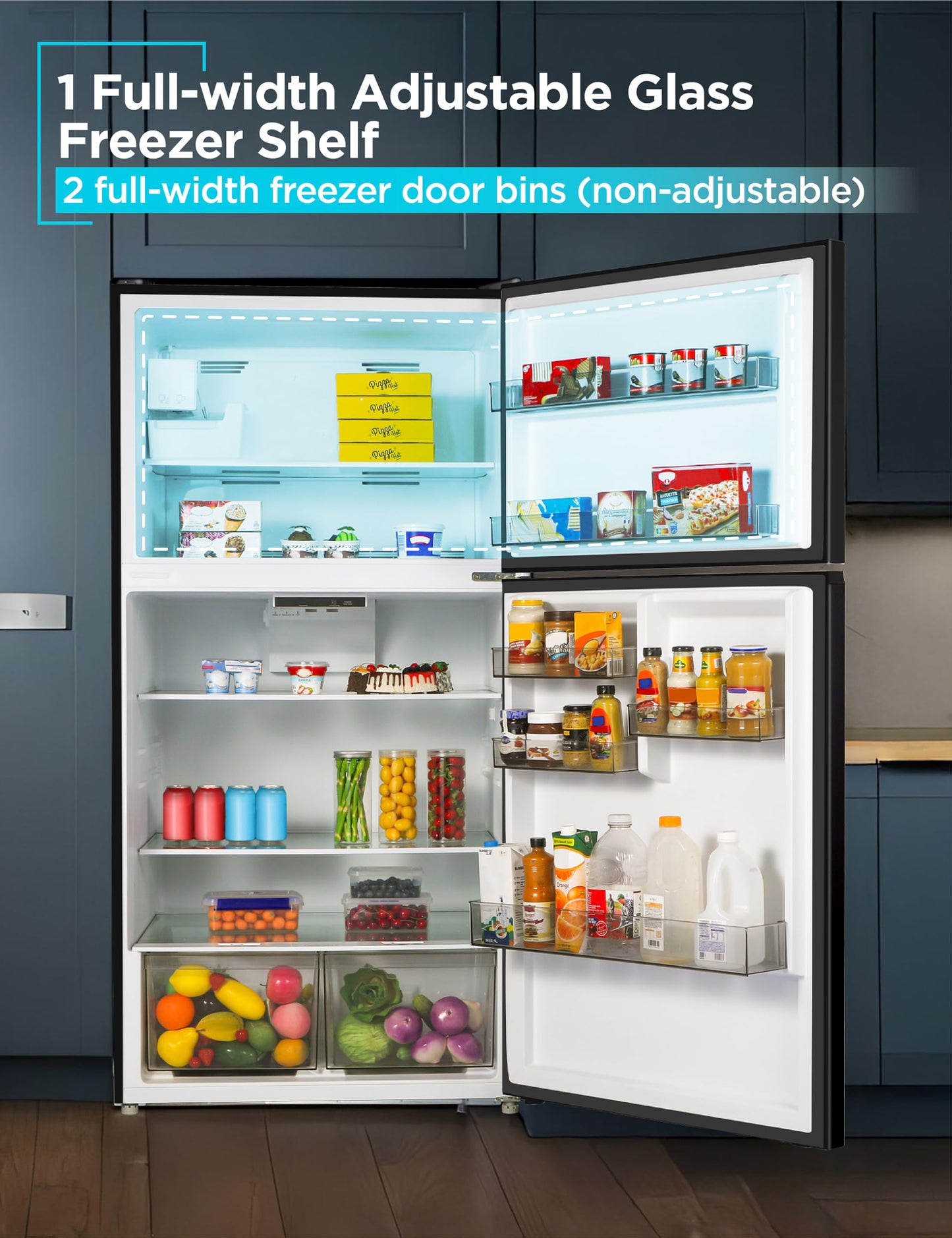 BLACK+DECKER 16.4 Cu. Ft. Top Mount Refrigerator with Freezer, 2 Door Refrigerator with Top Freezer and Separate Temperature Controls, Auto Defrost, BR1640KW, White