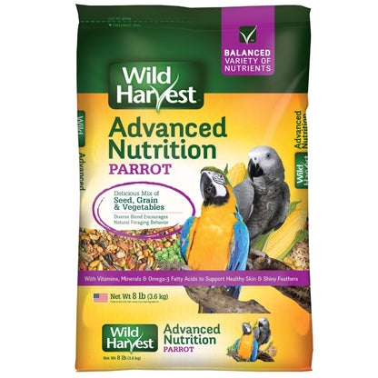 Wild Harvest Advanced Nutrition Parrot 8 Pounds, Seed, Grain and Vegetable Mix (Pack of 2)