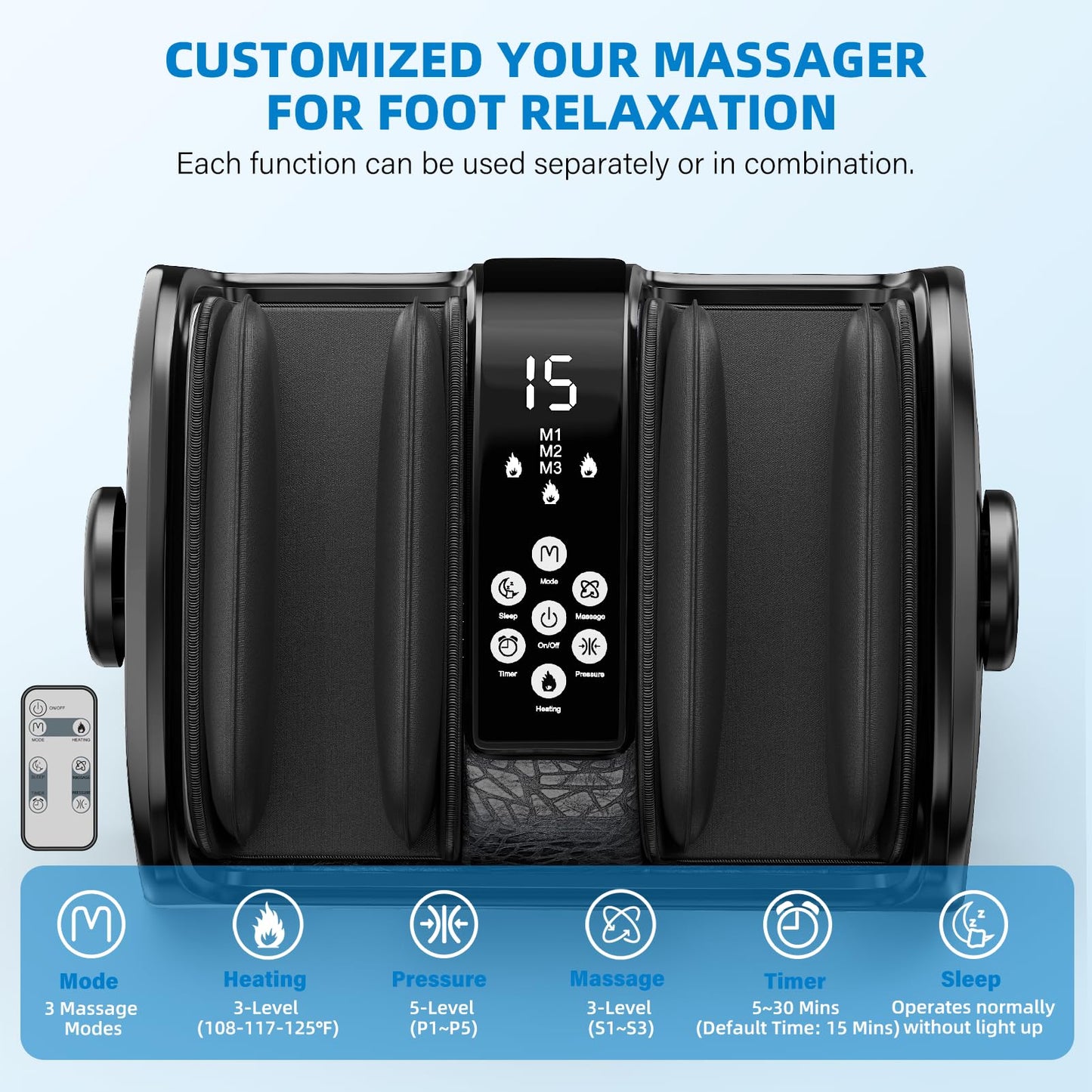 CARESKYpro HSA Eligible FSA Shiatsu Foot Massager with Heat for Neuropathy and Pain Relief, 3 Heat Therapy, 5 Intensity Deep Kneading, Rolling for Calf-Feet-Arm Relaxation, Plantar Fasciitis