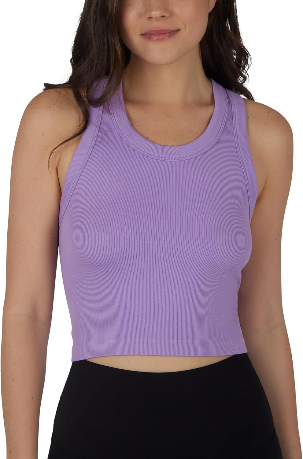 90 Degree By Reflex Womens Seamless Tank Ribbed Fitted Racerback Waist-Length Top 3 Pack