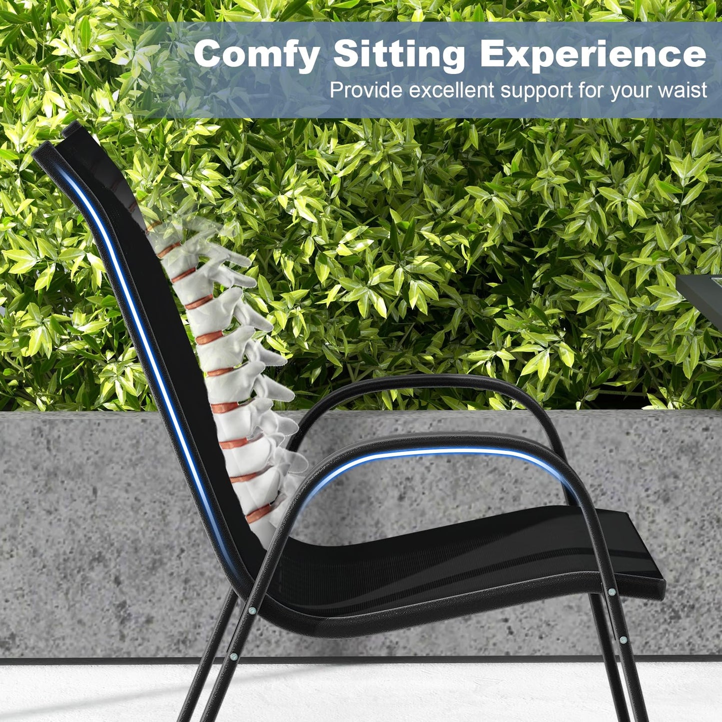 Tangkula Patio Dining Chairs Set of 4, Outdoor Stackable All Weather Heavy Duty Dining Chairs Set with Armrests, Support 330 LBS, for Poolside, Backyard, Garden, Deck, Front Porch (Brown)
