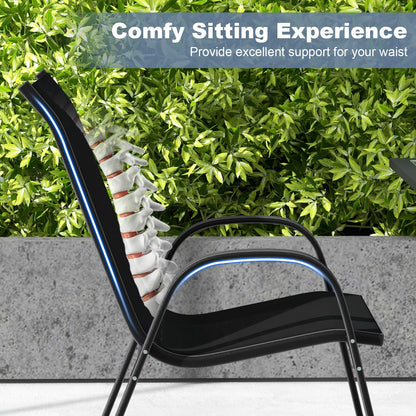 Tangkula Patio Dining Chairs Set of 4, Outdoor Stackable All Weather Heavy Duty Dining Chairs Set with Armrests, Support 330 LBS, for Poolside, Backyard, Garden, Deck, Front Porch (Brown)