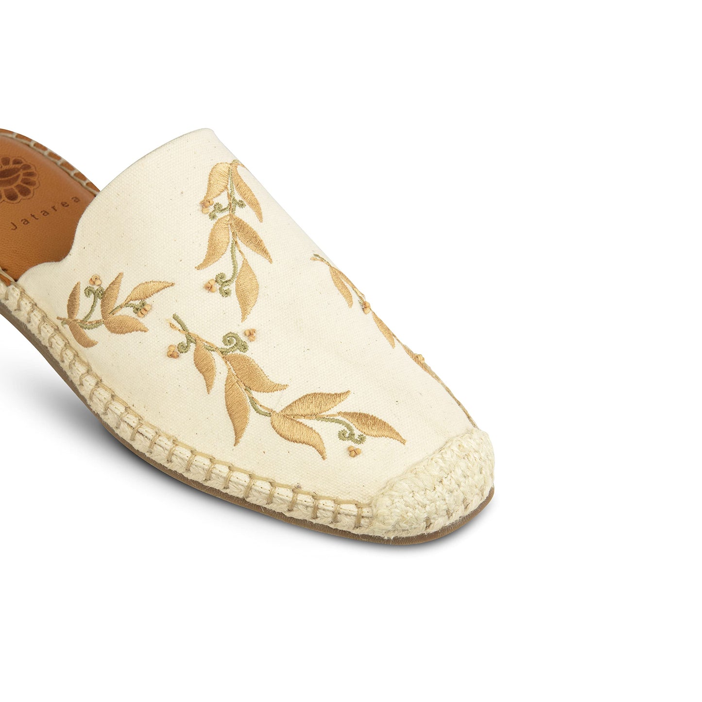 JATAREA Women's Flat Mules | Round Toe Genuine Printed Leather Slip-Ons for Any Summer Outing Shoes