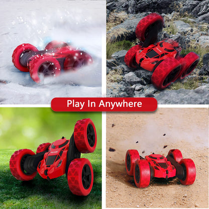 Hamdol Remote Control Car for Kids, 360° Rotating Double-Sided RC Car with LED Headlights, 4WD 2.4GHz Electric Rechargeable Toy Vehicle for Boys and Girls, Perfect Birthday