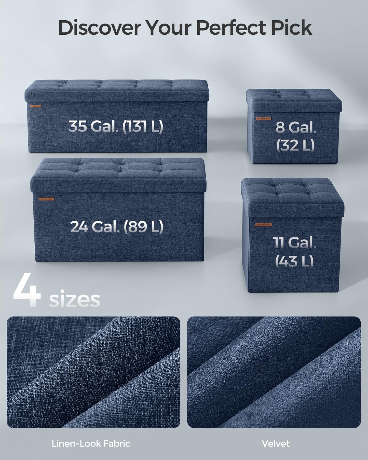 SONGMICS MAZIE Collection - 30 Inches Folding Storage Ottoman Bench, Ottoman Foot Rest, End of Bed Bench, Storage Chest, Load 660 lb, for Living Room, Bedroom, Entryway, Dark Gray ULSF47K