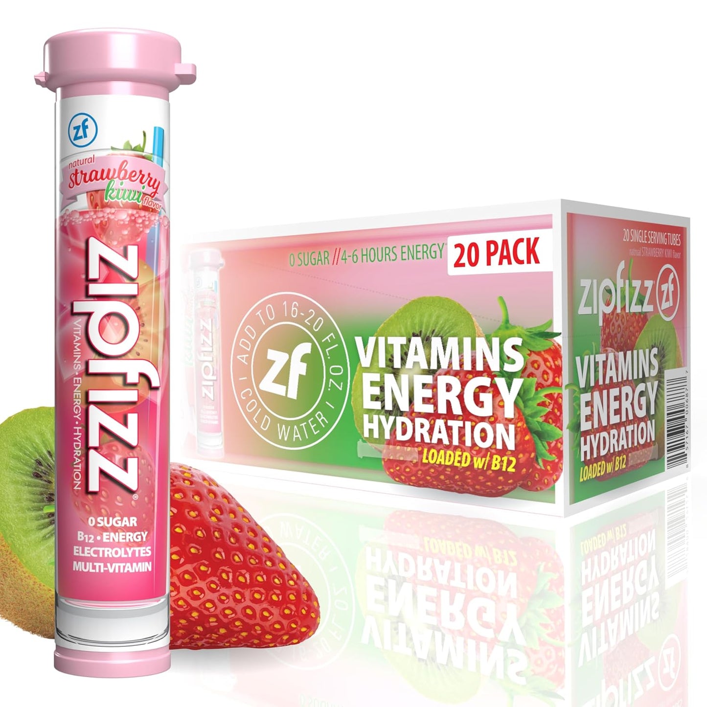 Zipfizz Daily Energy Drink Powder, Blood Orange, 20 Pack | 3-in-1 Sustained Energy, Rapid Hydration, and Essential Vitamins | Sugar-Free | Electrolyte Powder | Contains Vitamin B-12 & Antioxidants