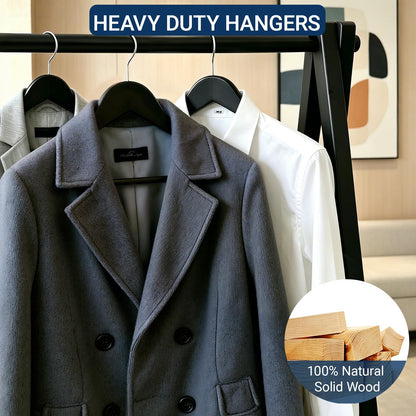 Amber Home 30 Pack Wooden Coat Hangers, Natural Wood Suit Hangers with Non-Slip Pant Bar, Clothes Hangers for Closet Organization, Shirts, Jackets, Dresses, and Pants (Natural, 30)