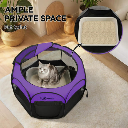Siedihit Dog Cat Playpen, Puppy Pet Playpen Indoor for Small Dog Crate Tent Cage Outdoor, Portable Pop Up Dogs Enclosure Kennel with Carrying Case for Dogs/Cats/Rabbits(Grey, Small