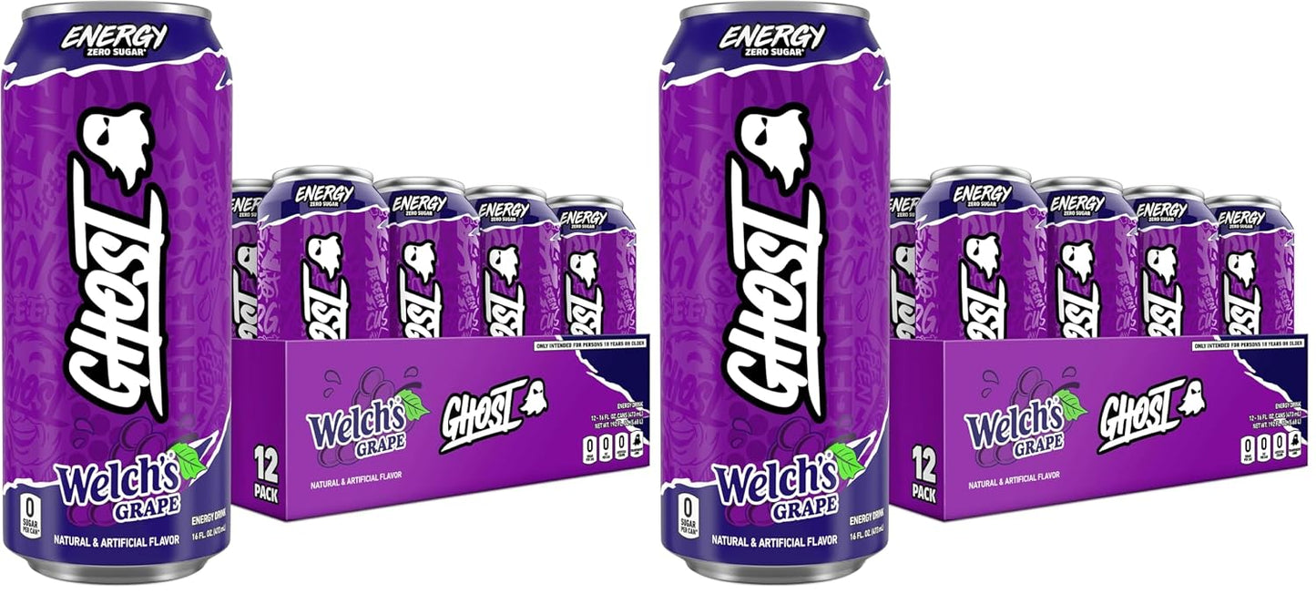 GHOST Energy Drink, Zero Sugars, 12-Pack, Cherry Limeade, 16oz | Energy & Focus Pre Workout Drink, No Artificial Colors, Gluten-Free, Vegan - 200MG Natural Caffeine, L-Carnitine, Taurine