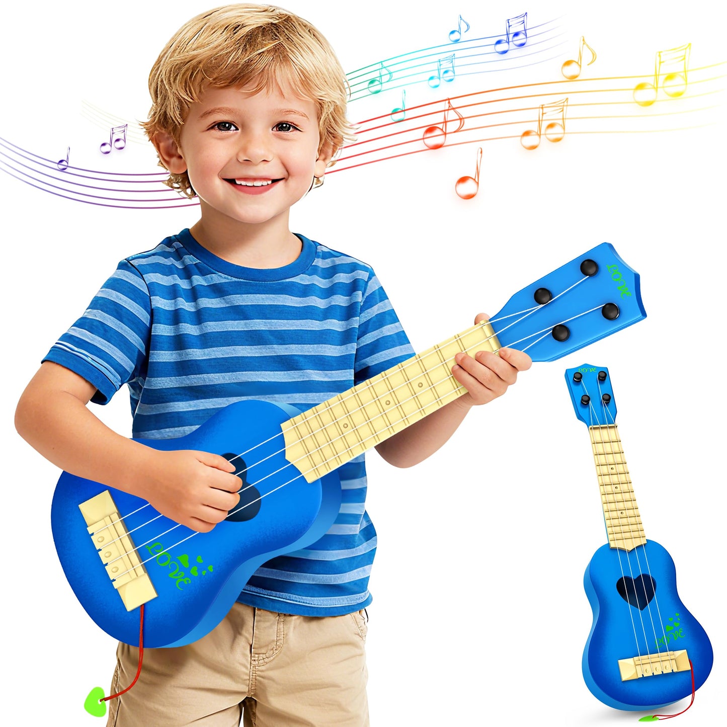 YEZI Classical Ukulele for Kids, Mini Toddler Guitar Toy with Pick, Educational Musical Instrument for Preschool Boys Girls, Early Learning Music Toy for Ages 3 4 5 6+ Years Old, Brown