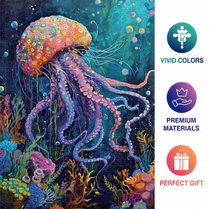 Cross & Glory | Jigsaw Puzzles 1000 Pieces for Adults | Deep Blue Octopus Odyssey | Ocean Octopus Puzzles for Adults | Challenging Brain Teaser Ocean Puzzle | 20 x 27 Inches