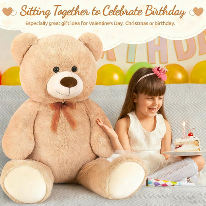 Toys Studio 47 Inch Big Teddy Bear Giant Stuffed Animal for Girls, 4 Feet Large Teddy Bear Baby Shower Party Decorations Kids Women Girlfriend Christmas Valentines Gifts, Light Brown