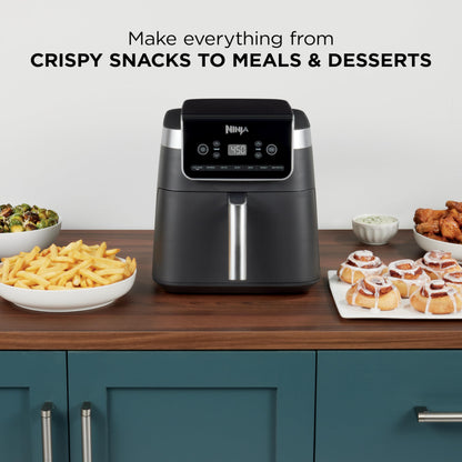 Ninja Air Fryer with Air Crisp | 5 QT Capacity fits up to 4lbs of Fries | 4-in-1 Pro Air Fry, Roast, Reheat, Dehydrate | 400°F Max Temp | 1750 Watts | W/Nonstick Basket & Crisper Plate | Grey | AF141